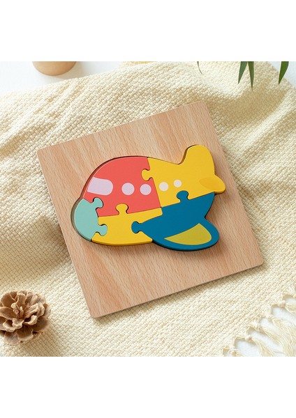 Oyuncaklar Ahşap Çocuk Karikatür 3D Üç Boyutlu Puzzle Eğitim Konsantrasyonu Erken Eğitim Blokları Hayvan Eşleştirme Puzzle (Yurt Dışından)