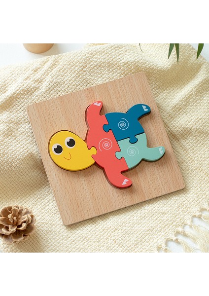 Oyuncaklar Ahşap Çocuk Karikatür 3D Üç Boyutlu Puzzle Eğitim Konsantrasyonu Erken Eğitim Blokları Hayvan Eşleştirme Puzzle (Yurt Dışından)