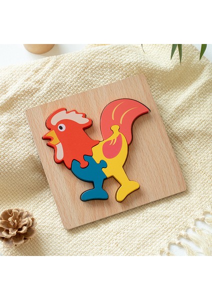 Oyuncaklar Ahşap Çocuk Karikatür 3D Üç Boyutlu Puzzle Eğitim Konsantrasyonu Erken Eğitim Blokları Hayvan Eşleştirme Puzzle (Yurt Dışından)
