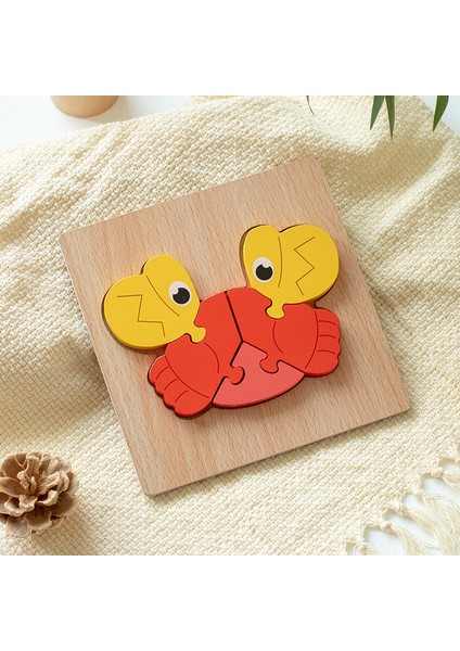 Oyuncaklar Ahşap Çocuk Karikatür 3D Üç Boyutlu Puzzle Eğitim Konsantrasyonu Erken Eğitim Blokları Hayvan Eşleştirme Puzzle (Yurt Dışından)
