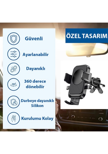 B086 360° Dönebilen Araç Içi Havalandirma Telefon Tutucu