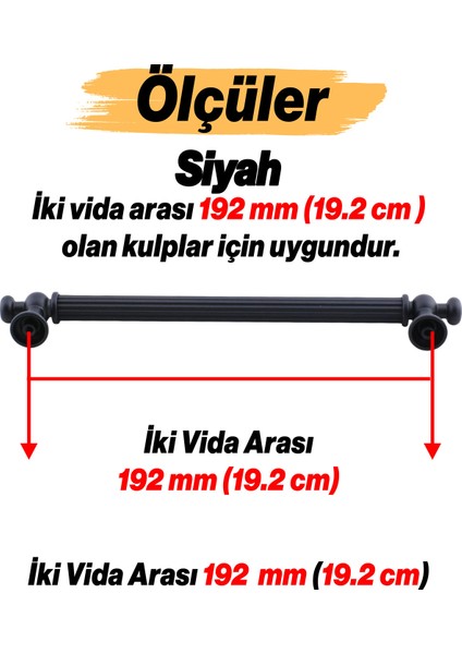Selçuklu Siyah Metal Kulp 192 mm Mobilya Çekmece Mutfak Dolabı Dolap Kapak Kulpu