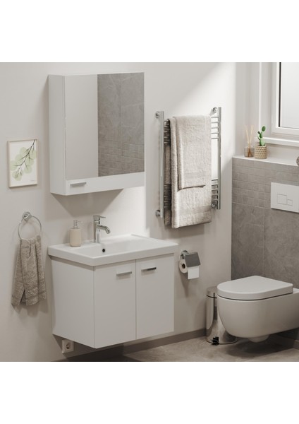 Basic Alt Dolap + Üst Dolap -Lavabo 65 Cm.- Beyaz fırsatları