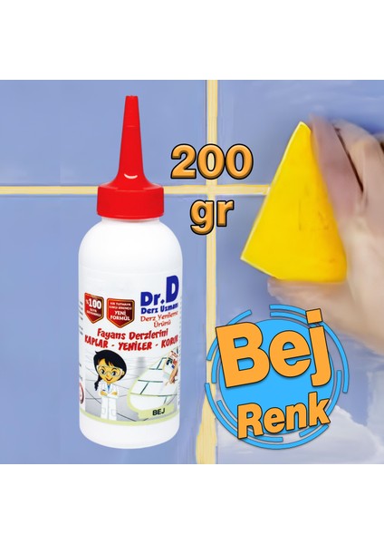 Fayans Arası (BEJ RENK) Hazır Derz Dolgusu 200 gr Tamir Derz Yenileme Dolgusu