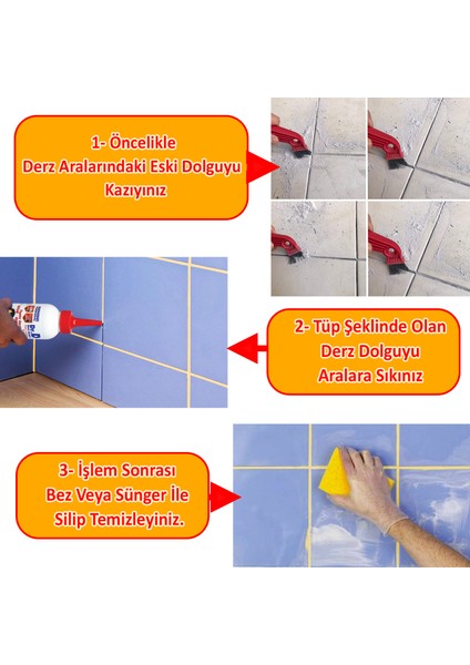 Fayans Arası (BEJ RENK) Hazır Derz Dolgusu 200 gr Tamir Derz Yenileme Dolgusu