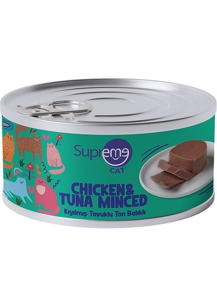 Cat Tavuklu ve Ton Balıklı Kıyılmış Yetişkin Konserve Kedi Maması 85GR