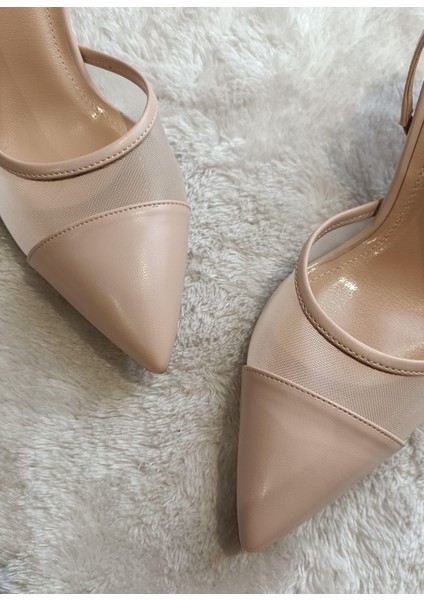 Bliss Mat Deri Sivri Burun Topuk Dekolteli File Detay 7 cm Ince Topuklu Ayakkabı modelleri