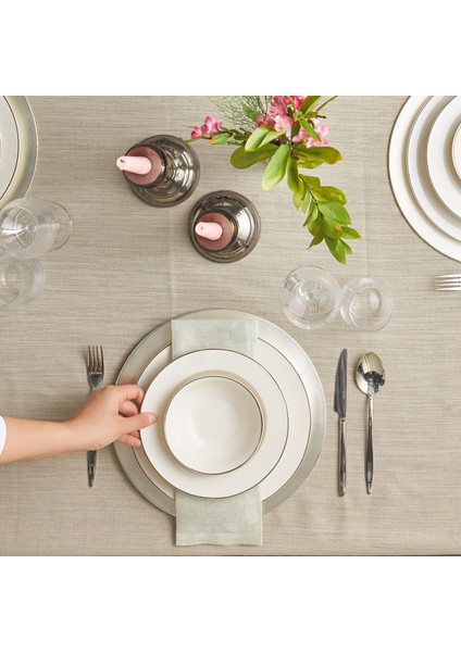 New Marly Porselen 60 Parça 12 Kişilik Yuvarlak Yemek Takımı Platin fiyatları