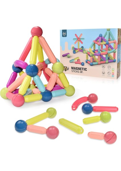 4-8 Yaş Arası Çocuklar Için Manyetik Yapı Blokları, Erkek ve Kız Çocukları Için Inşaat Oyuncakları, Büyük Boy Manyetik (Yurt Dışından)