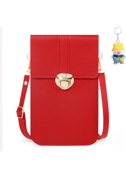 Kadın Kilit Toka Crossbody Çanta Dokunmatik Ekran Cep Telefonu Cüzdan Kız Öğrenci Toka Küçük Para Cüzdanı (Yurt Dışından)