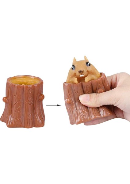 2 Parça Set Sıkma Sincap Oyuncakları Dekompresyon Kötü Sincap Kupası, Duyusal Fidget Oyuncakları (Yurt Dışından)
