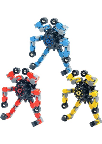 3 Paket Parmak Ucu Jiroskoplu Fidget Spinner, Kendin Yap Deforme Edilebilir Zincir Bağlantıları Yetişkinler Için Parmak Ucu Döndürme Robotu (Yurt Dışından)