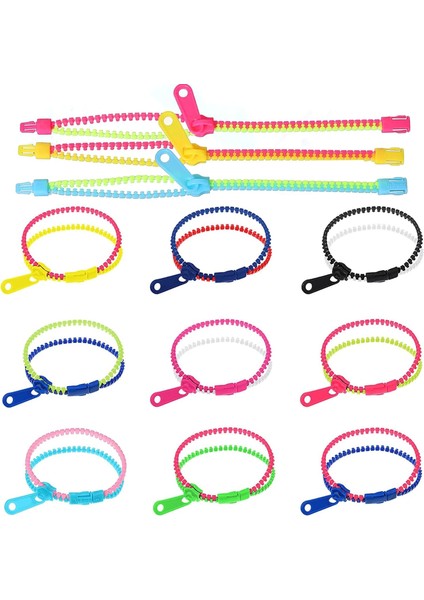 12 Adet Parti Fermuarlı Bilezikler, Fermuarlı Bilezik Fidget Oyuncak Neon Renkler Fermuarlı Bilezikler Dostluk Fi (Yurt Dışından)