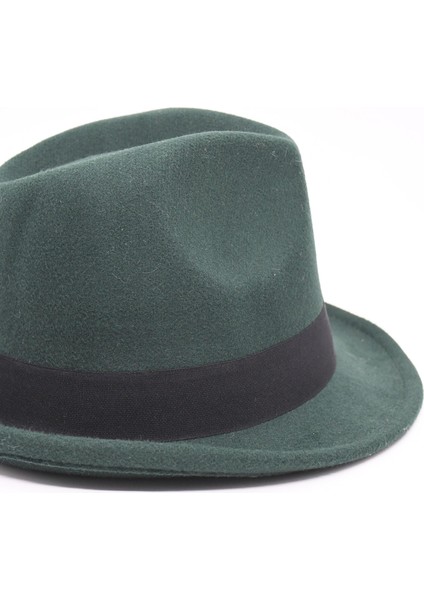 Kadın Zümrüt Yeşili Kısa Fötr Şapka modelleri