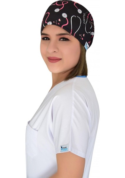 Steteskoplu Desenli Doktor Hemşire Hastane Aşçı Cerrahi Bonesi