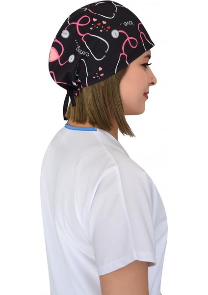 Steteskoplu Desenli Doktor Hemşire Hastane Aşçı Cerrahi Bonesi fiyatları