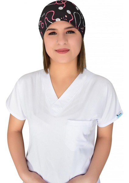 Steteskoplu Desenli Doktor Hemşire Hastane Aşçı Cerrahi Bonesi modelleri