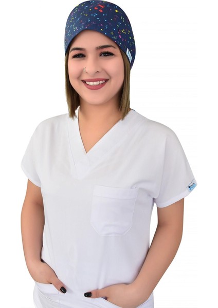 Müzik Notalı Desenli Doktor Hemşire Hastane Aşçı Cerrahi Bonesi modelleri