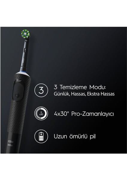 D103 Vitality Pro Cross Action Siyah Şarjlı Diş Fırçası indirimleri