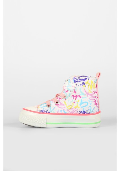 Ada Desenli Kız Okul Öncesi Beyaz/pembe Sneaker
