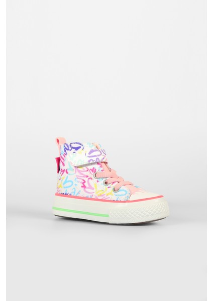 Ada Desenli Kız Okul Öncesi Beyaz/pembe Sneaker