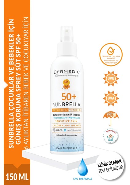Sunbrella Çocuklar ve Bebekler Için Güneş Koruma Sprey Süt Spf 50+ 150 ml