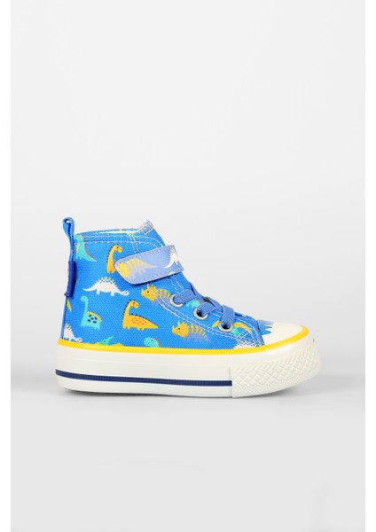 Ada Desenli Erkek Okul Öncesi Saks Mavi Sneaker