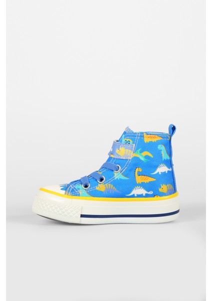 Ada Desenli Erkek Okul Öncesi Saks Mavi Sneaker