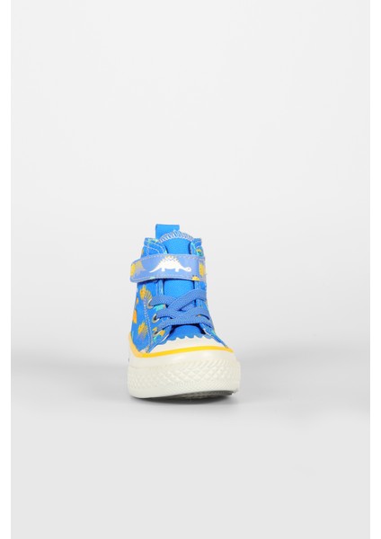 Ada Desenli Erkek Okul Öncesi Saks Mavi Sneaker