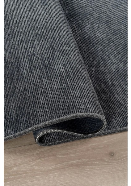 Troy Yıkanabilir Kaydırmaz, Pamuk Dokuma, Premium Salon&mutfak&yemek Odası Kilimi Antrasit