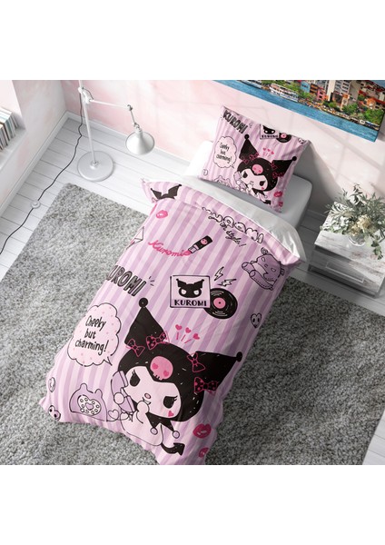Kuromi Temalı Pembe Nevresim Takımı (Çarşafsız)