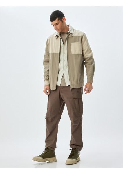 Paraşüt Pantolon Oversize Beli Bağcıklı Kargo Cep Detaylı Pamuklu
