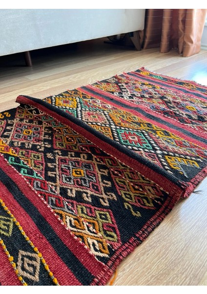 74 x 163 cm Pıtrak Desenli Renkli Türk Kilimi, Küçük Boy El Dokuma Yün Kilim, Harika Motifli Bohem Tarzı Kilim modelleri
