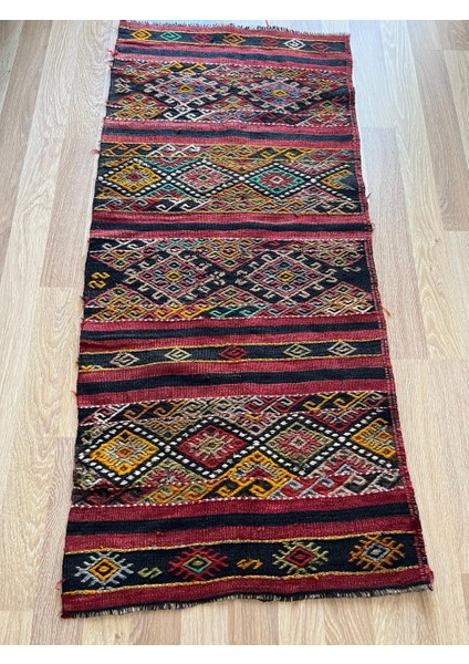 74 x 163 cm Pıtrak Desenli Renkli Türk Kilimi, Küçük Boy El Dokuma Yün Kilim, Harika Motifli Bohem Tarzı Kilim indirimleri