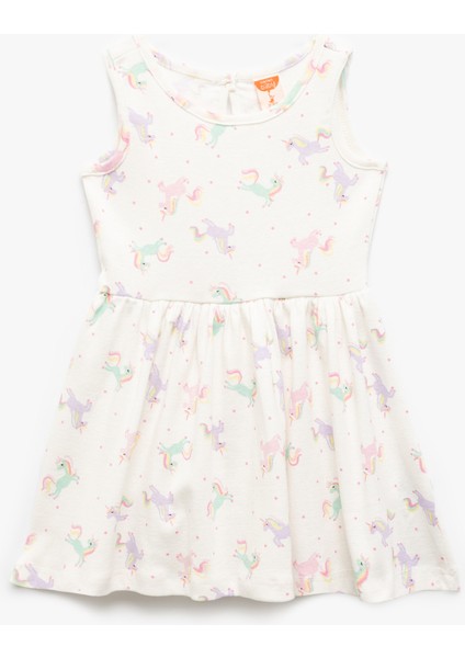 Pamuklu Bisiklet Yaka Kolsuz Puantiyeli Elbise fırsatları