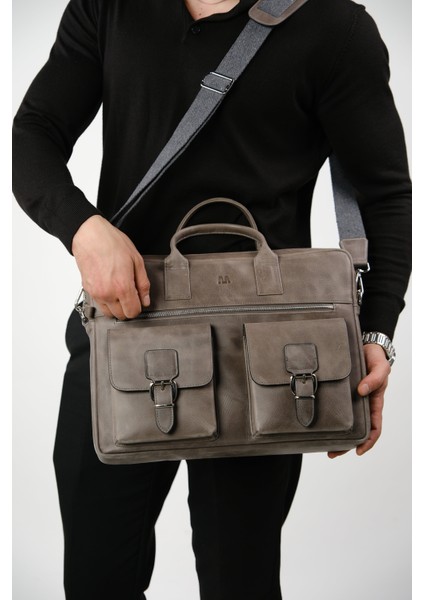 Hakiki Deri Laptop El Çantası | Loreen 2230 - Tiguan Gri fiyatları