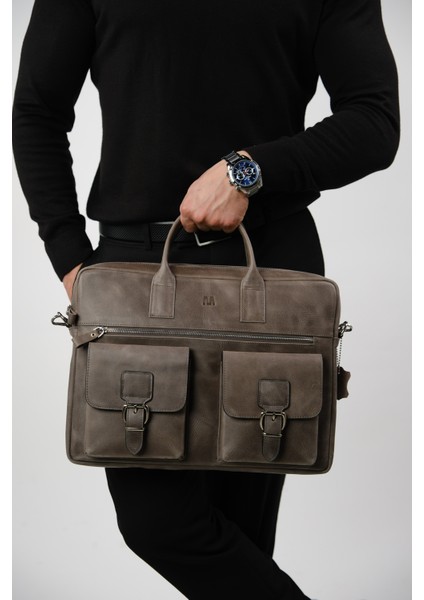 Hakiki Deri Laptop El Çantası | Loreen 2230 - Tiguan Gri fırsatları