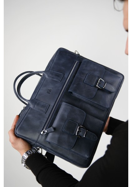 Hakiki Deri Laptop El Çantası | Loreen 2230 - Tiguan Lacivert modelleri