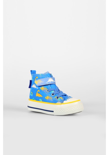 Ada Desenli Erkek Okul Öncesi Saks Mavi Sneaker