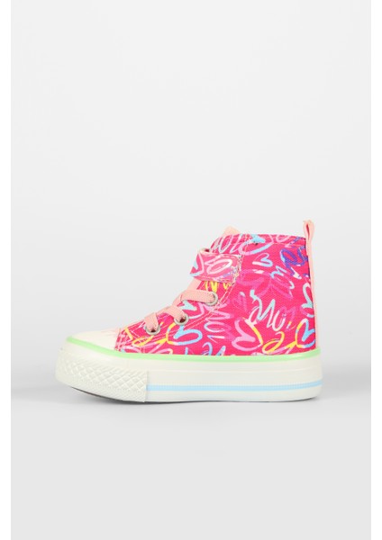 Ada Desenli Kız Bebek Fuşya Sneaker