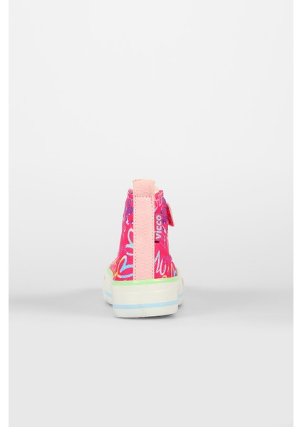 Ada Desenli Kız Bebek Fuşya Sneaker