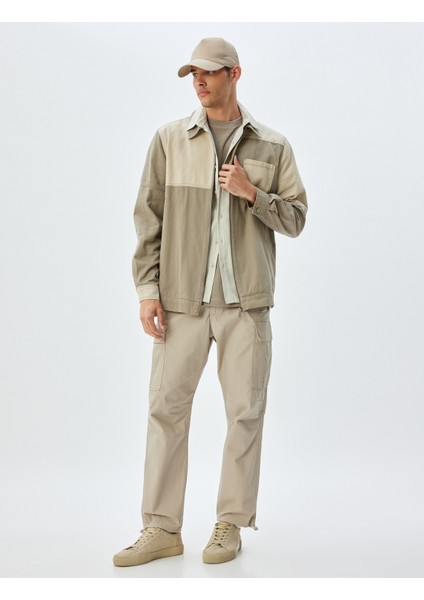 Paraşüt Pantolon Oversize Beli Bağcıklı Kargo Cep Detaylı Pamuklu