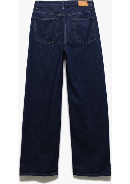 Loose Straight Fit Pamuklu Düğme Detaylı Denim Pantolon - Loose Straight Fit Jean indirimleri