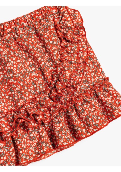 Fırfır Detaylı Beli Lastikli Kruvaze Mini Etek modelleri