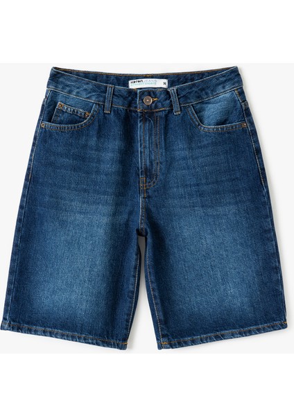 Rahat Kesim Normal Bel Denim Şort