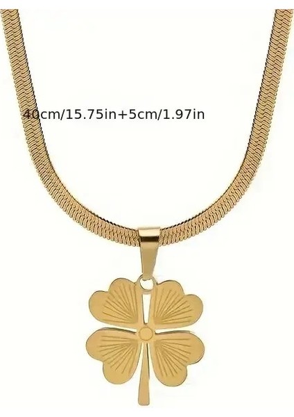 Gold Renk 316 L Çelik Yonca Model Takı Seti fiyatları