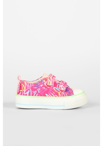 Done Desenli Kız Okul Öncesi Fuşya Sneaker