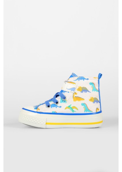 Ada Desenli Erkek Okul Öncesi Beyaz/saks Mavi Sneaker