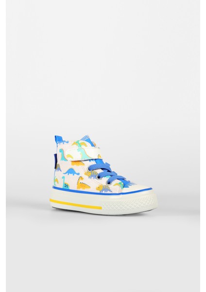 Ada Desenli Erkek Okul Öncesi Beyaz/saks Mavi Sneaker