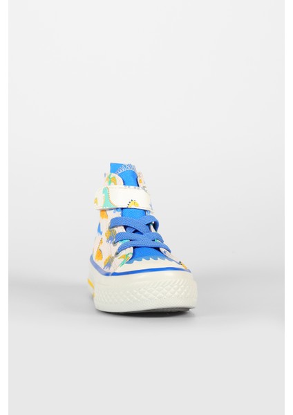 Ada Desenli Erkek Okul Öncesi Beyaz/saks Mavi Sneaker